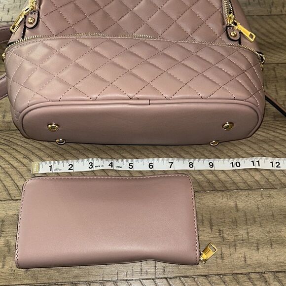 NWT Vegan ? Quilted Backpack ? & Wallet Set Adjustable straps Dusty Rose ? main image 11